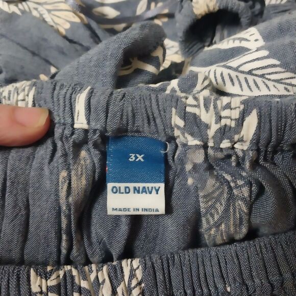 Old Navy top Womens 3X blue floral swing blouse cutout bow Boho Hawaiian Cottage - Picture 4 of 7
